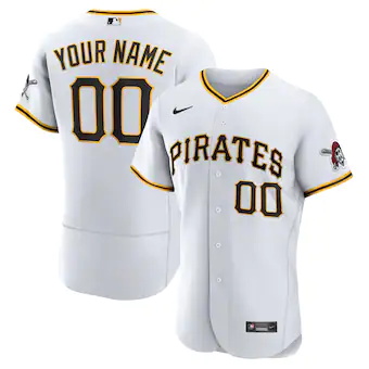 mens nike white pittsburgh pirates home authentic custom je